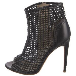 Black Woven Open-Toe High Heel Women Shoes
